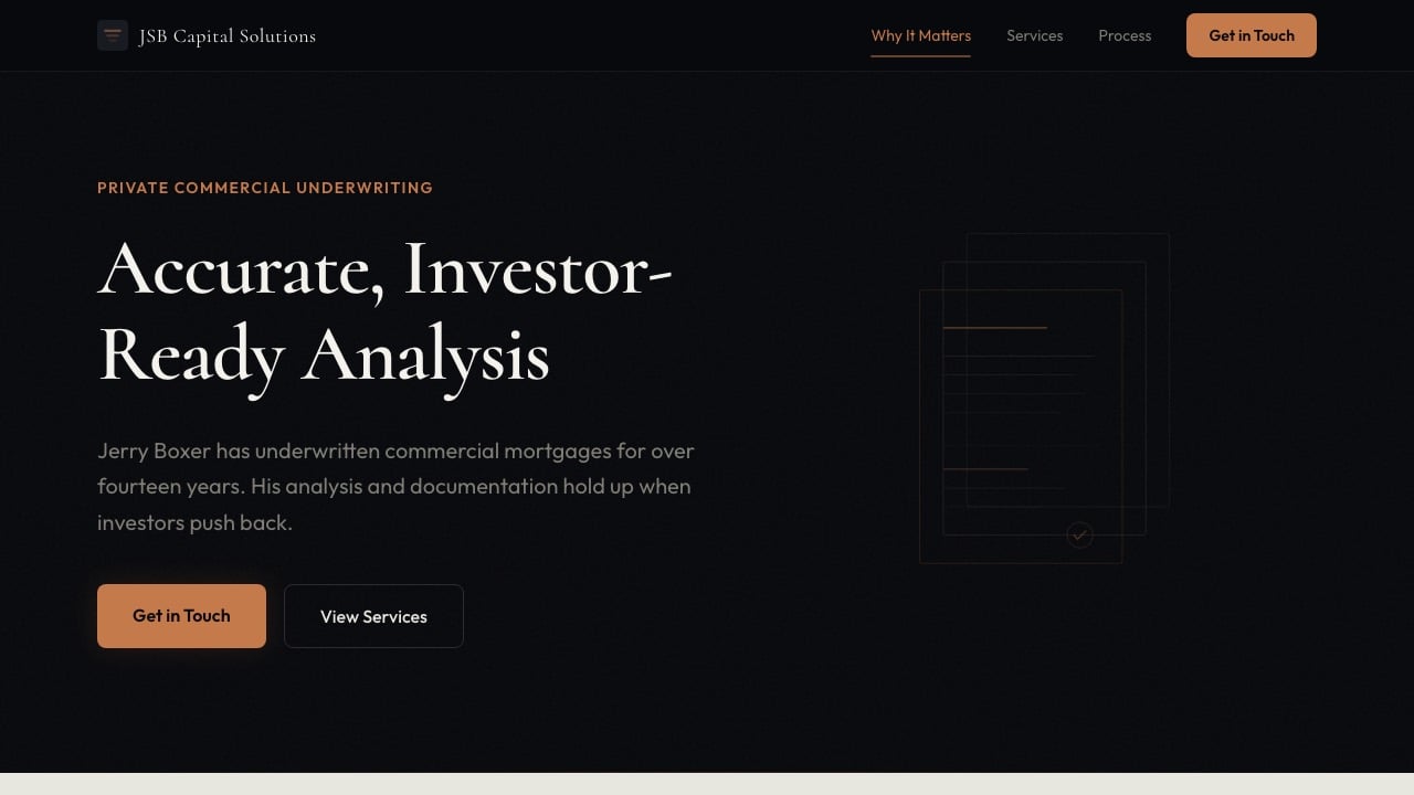 JSB Capital Solutions — Private commercial underwriting site